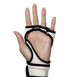 A hand wearing a Habelo Treatment-Boosting Glove, shown facing the palm of the hand